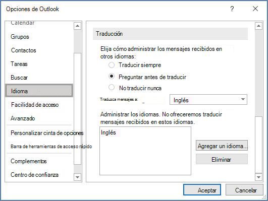 Preferencias de idioma