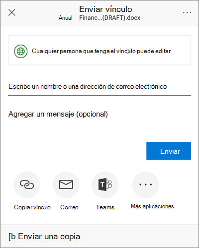 Captura de pantalla del cuadro de diálogo de uso compartido en Android