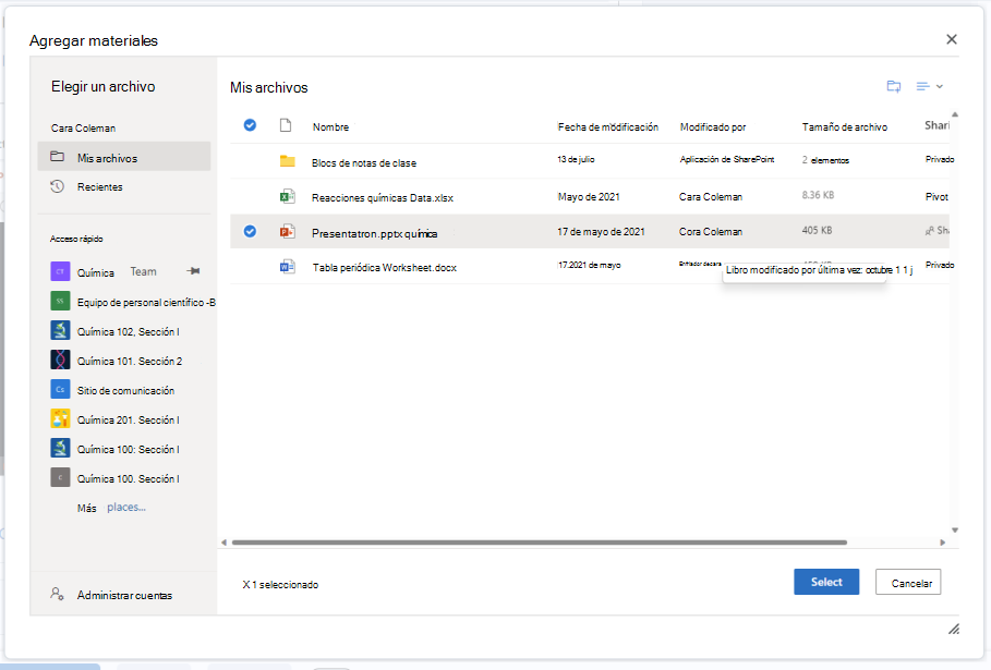 Adjunte un documento de OneDrive a un Editor de tareas de Brightspace con el botón Adjuntar.