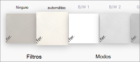 Opciones de filtro para digitalizaciones de imágenes en OneDrive para iOS