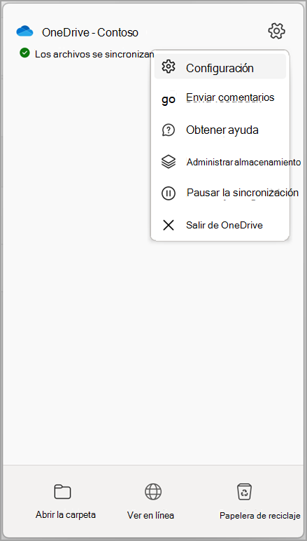 Configuración de OneDrive Detener sincronización
