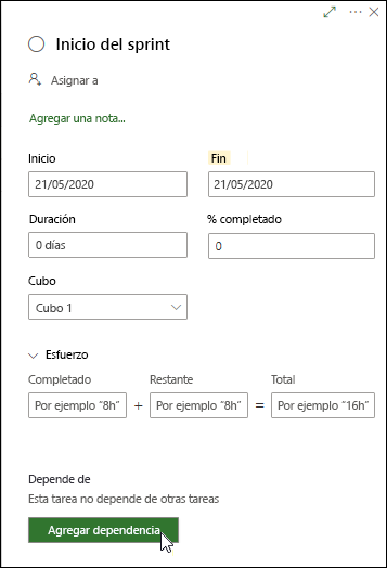 Agregar dependencia a la tarea