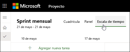 Agregue una tarea a la escala de tiempo.