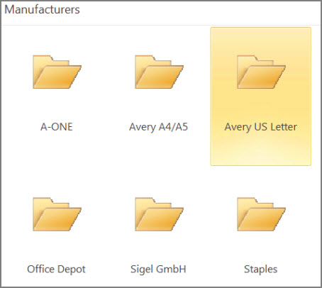 Plantillas de postales para fabricantes específicos, como Avery