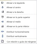 Alinear los objetos de opciones en Publisher 2010