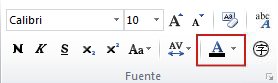 Botón de color de texto de Publisher 2010