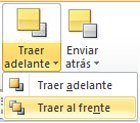 traer un objeto al frente