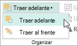 Seleccionar Traer adelante en el menú Traer adelante