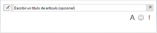 Captura de pantalla del área de encabezado de MI para escribir un título para el artículo