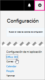 Elija Configuración de Office 365