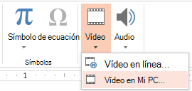 Captura de pantalla de insertar vídeo