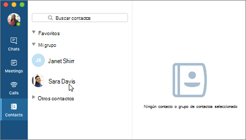 Haga clic en un contacto de la lista de contactos.