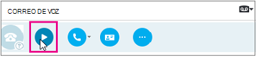 Botón Reproducir correo de voz en Skype Empresarial.