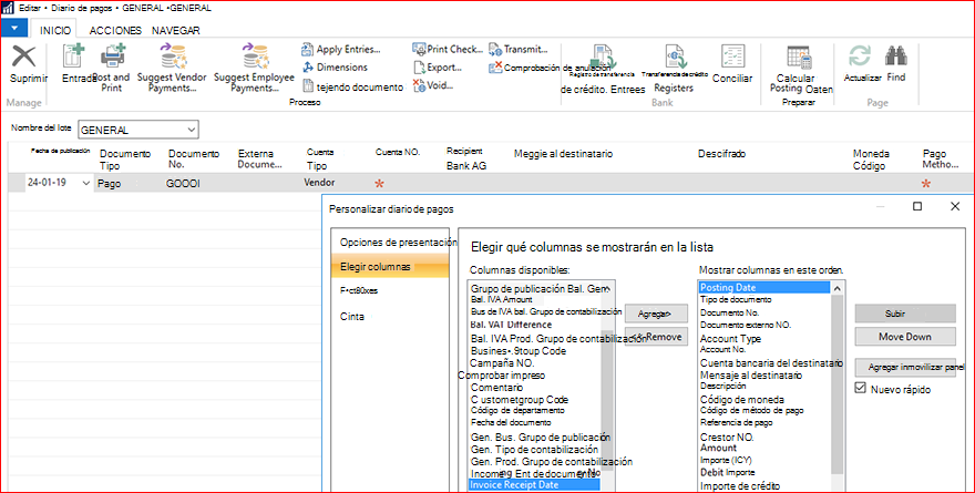 Agregar fecha de recepción de factura