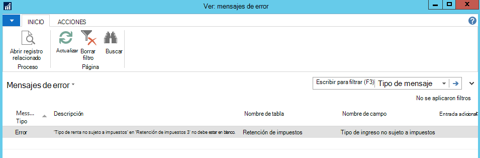 Captura de pantalla de la función Abrir registro relacionado