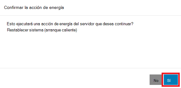 Captura de pantalla de la ventana Confirmar acción de energía con la opción Sí resaltada.