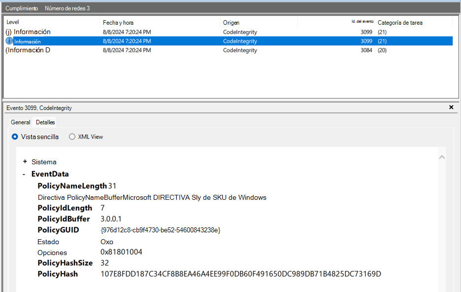 Directiva de SI de SKU de Microsoft Windows