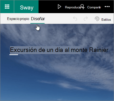 Pestaña Diseño de Sway