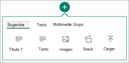 Captura de pantalla de la opción Insertar contenido.
