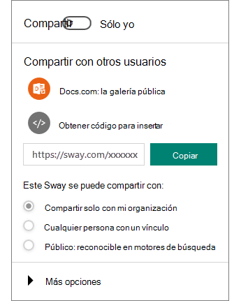 Captura de pantalla del panel Compartir de Sway.