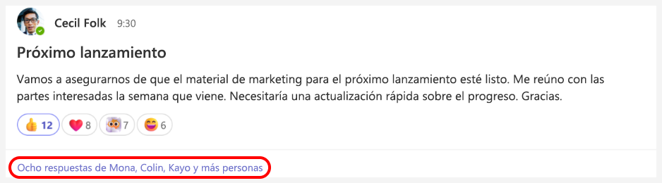 Un cuadro rojo resalta un vínculo debajo de una publicación.