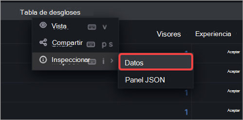Captura de pantalla que muestra cómo inspeccionar datos en información de la asamblea