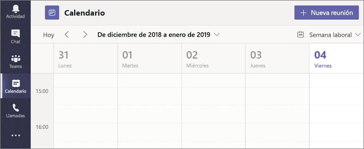 Seleccione Calendario y después seleccione Nueva reunión.