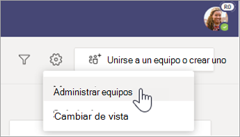 Seleccione Administrar equipos.