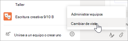 Seleccione Más opciones en la parte inferior de la lista de Equipos para cambiar de vista.