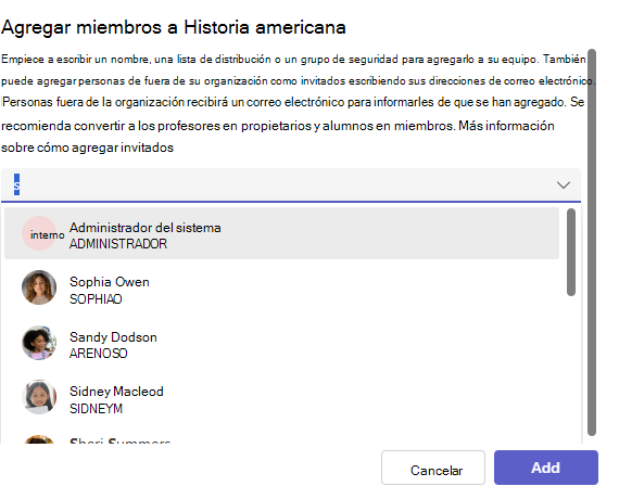 lista de alumnos