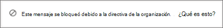 Mensaje del sistema de Teams que recibe un destinatario cuando alguien le envía un mensaje bloqueado por una directiva de prevención de pérdida de datos de la organización