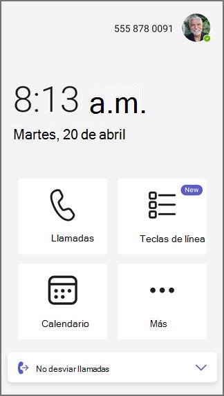 Inicio de las teclas de la línea telefónica de Teams