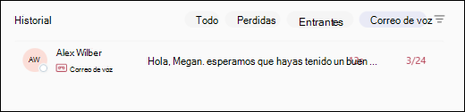 Teams- Correo de voz principal