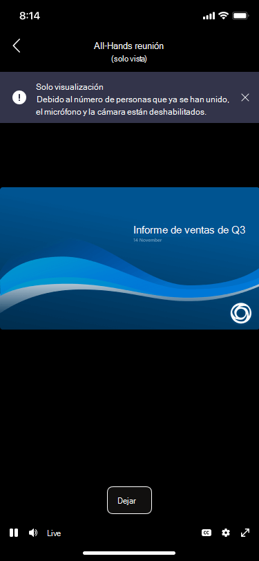 pantalla de pre-unión móvil de solo vista