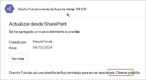 Captura de pantalla que muestra cómo obtener una copia de una plantilla de flujo de trabajo existente