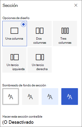 Captura de pantalla del cuadro de herramientas Sección.