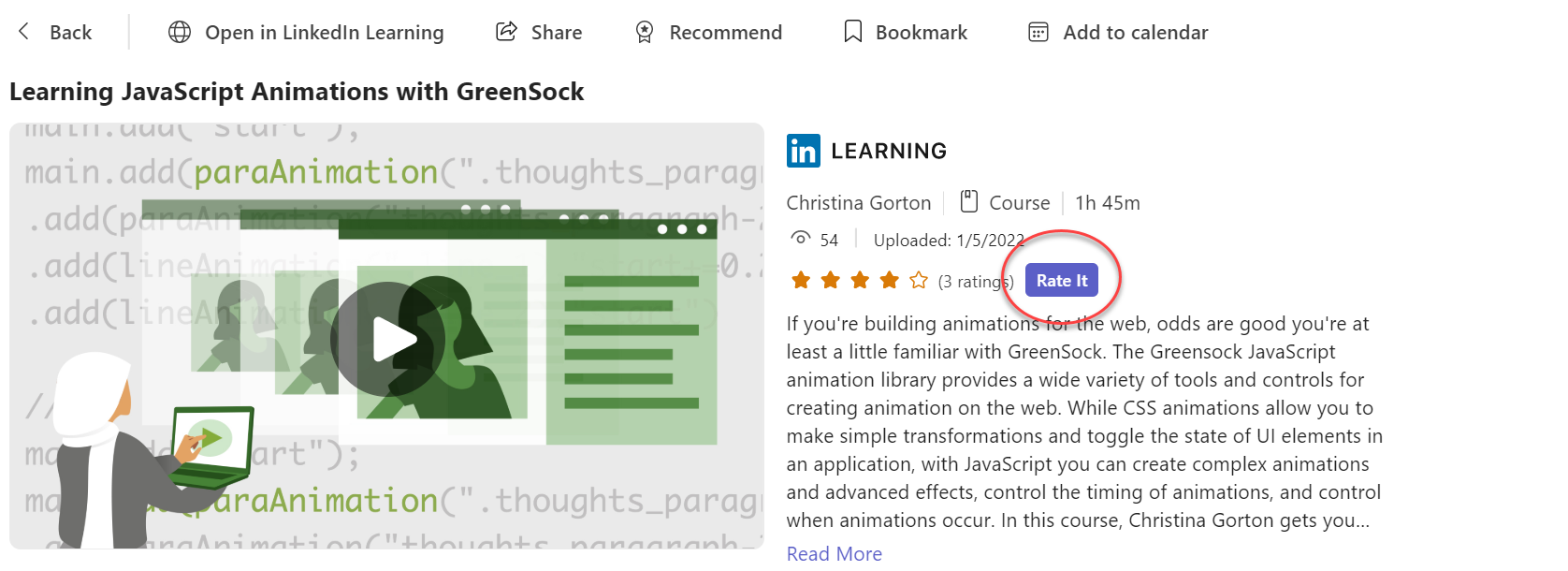 screenshot of option to rate content