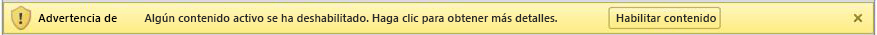 La barra de mensajes en Access.
