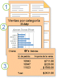 Informes que muestran datos con formato o calculados