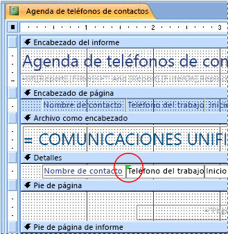 Informe que contiene un cuadro de texto con un identificador mal escrito