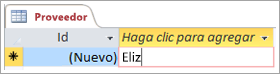 Fragmento de código de pantalla del identificador en la tabla de proveedor