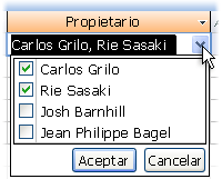 Una lista desplegable de casillas en estado abierto.