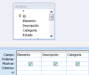 Consulta con tres campos en la cuadrícula de diseño