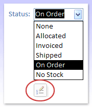 Cuadro combinado con el botón Editar elementos de lista