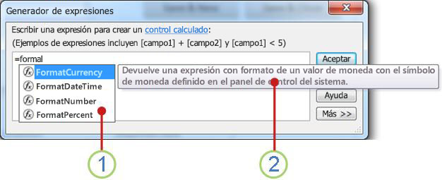 Lista desplegable de IntelliSense y una Sugerencia rápida.