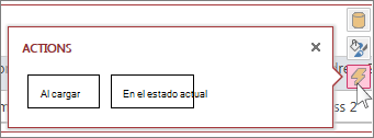 Cuadro de diálogo Acciones de una vista de hoja de datos web