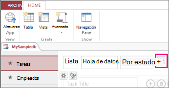 Agregar una vista Lista desde el cliente de Access