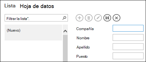 Agregar un registro a una vista de lista