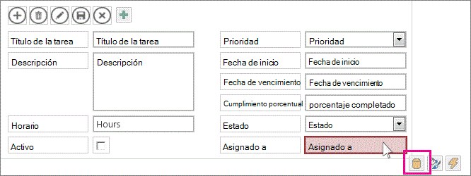El botón Datos al lado de un Control de Autocompletar.