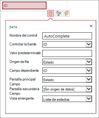 Todas las propiedades disponibles en el cuadro de propiedades